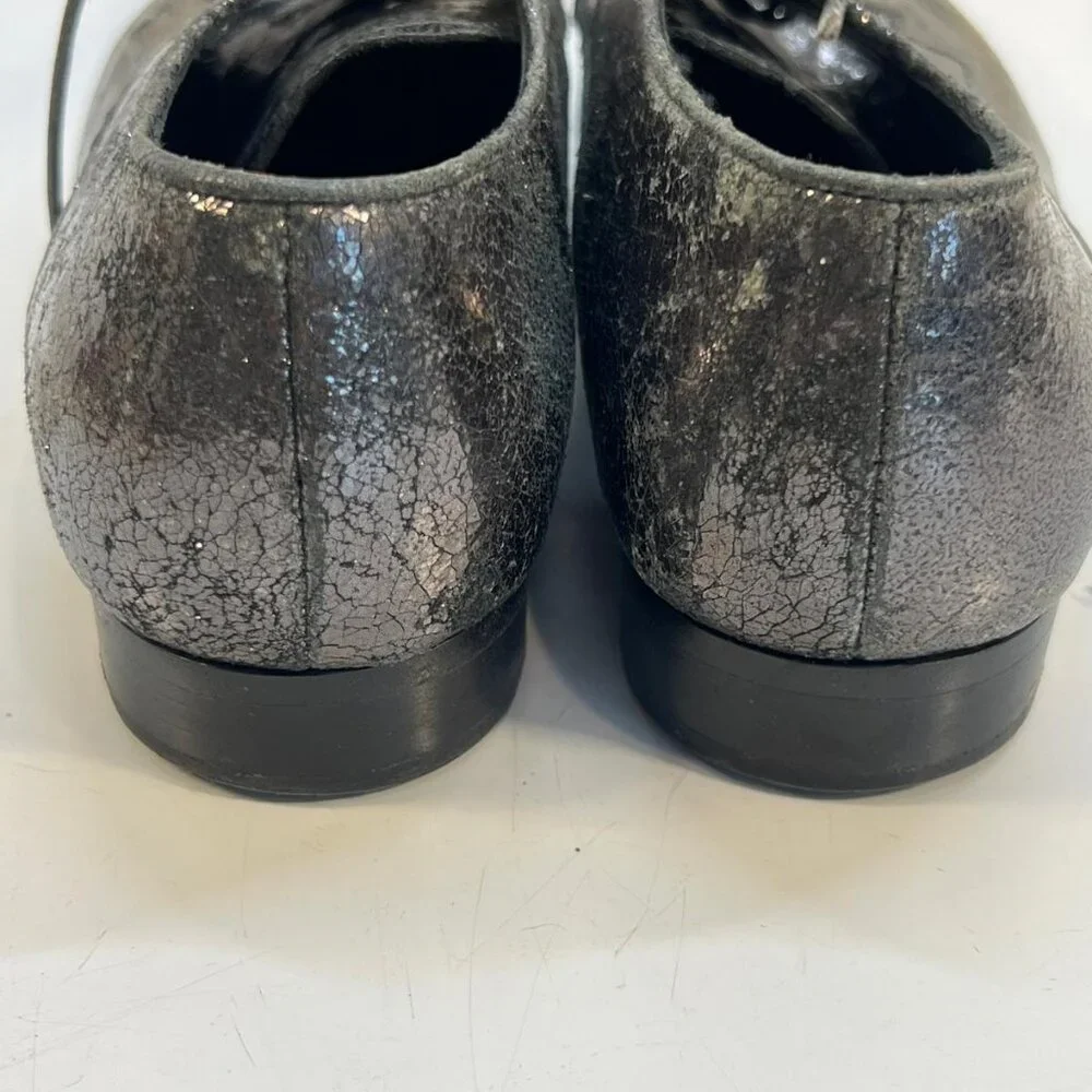 Miu Miu Metallic Leather Lace Up Oxford Shoes Men's Size 37/5 Black Lace Up - Picture 8 of 8